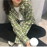 Camisa blusa holgada a cuadros con colores vintage